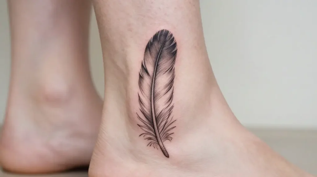 Feather Ankle Tattoo