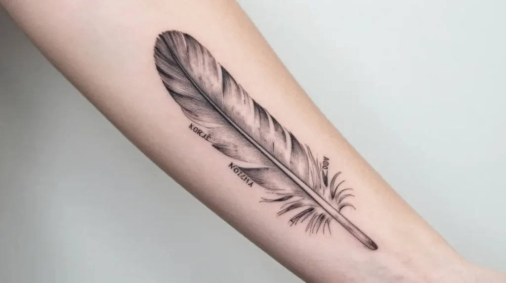 Feather Tattoo with Names