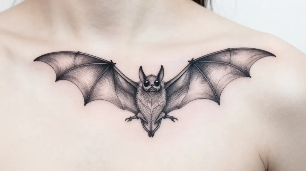 Fine Line Bat Tattoo