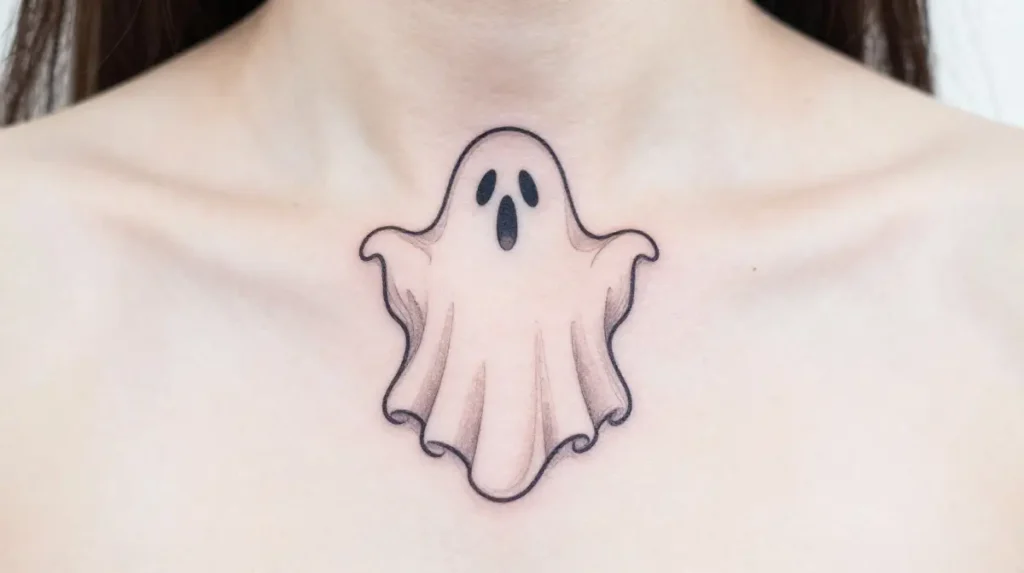 Fine Line Ghost Tattoo