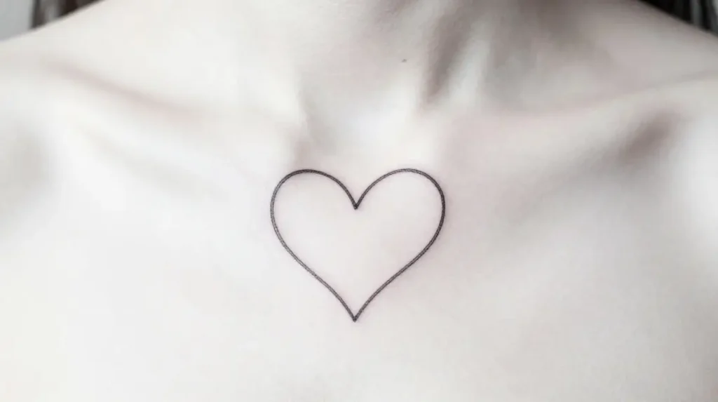Fine Line Heart Tattoo Outline