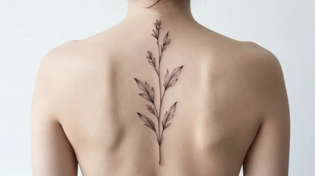 Fine Line Spine Tattoo