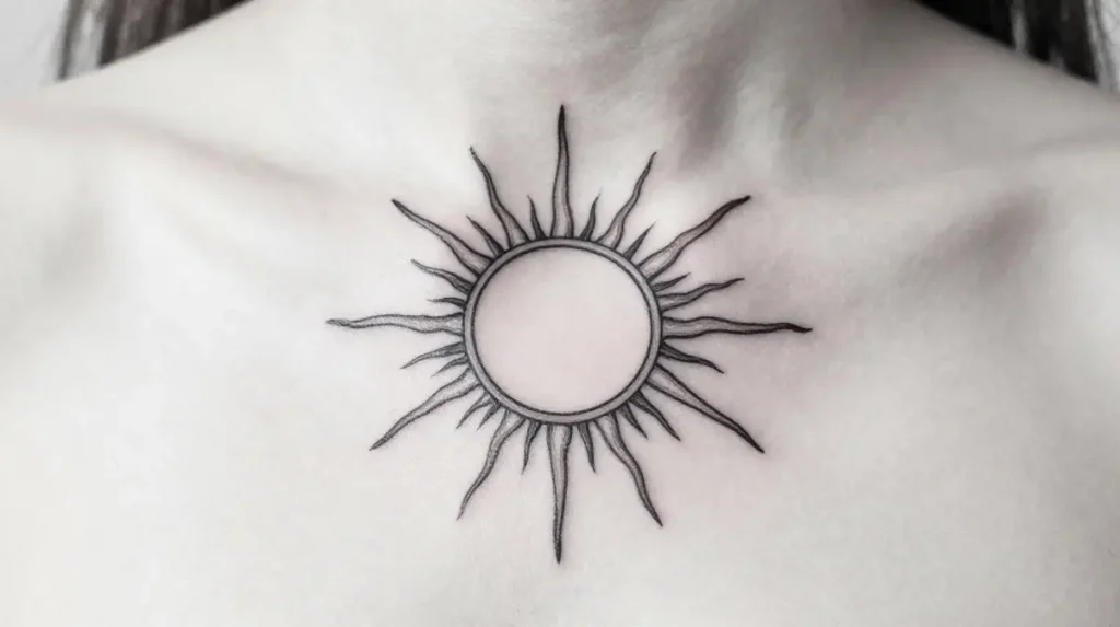 Fine Line Sun Tattoo