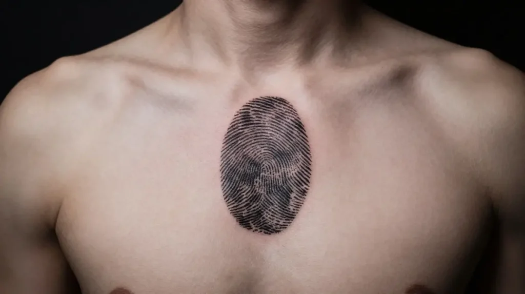 Fingerprint Tattoo on Chest
