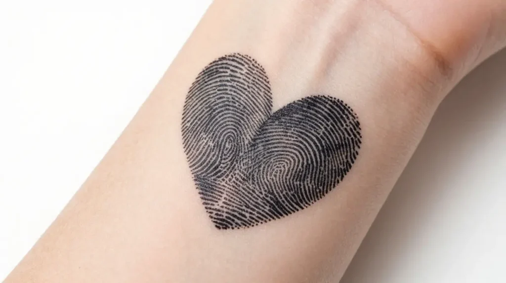 Fingerprint Tattoo with Heart Shape