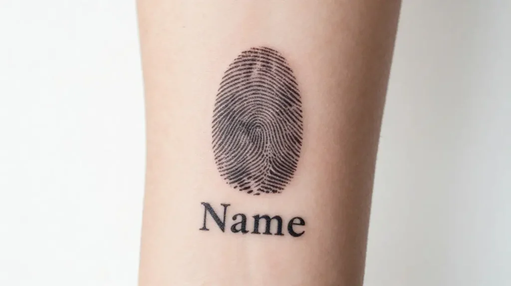 Fingerprint Tattoo with Name or Initials