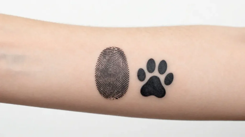 Fingerprint Tattoo with Paw Print