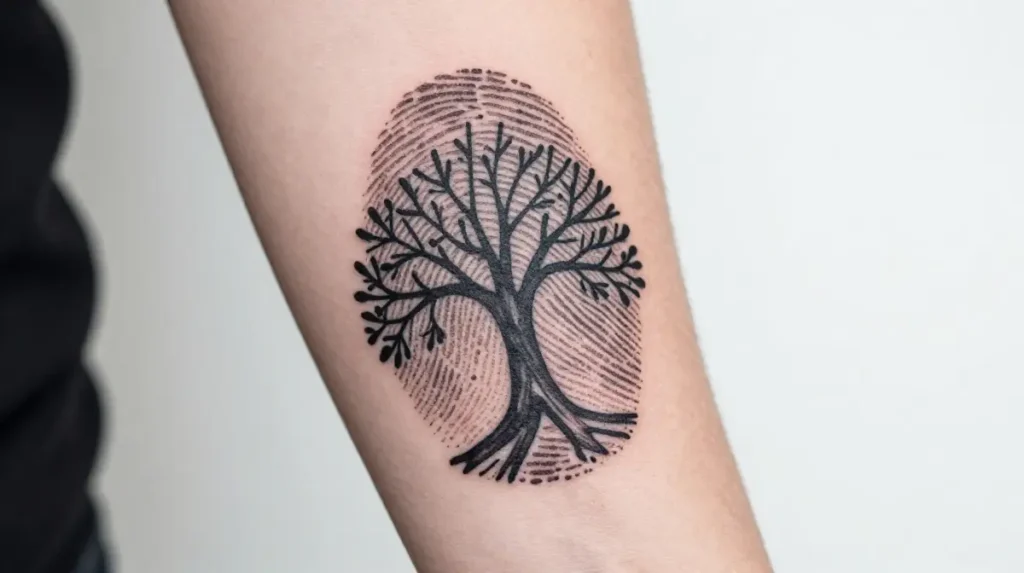 Fingerprint Tattoo with Tree of Life