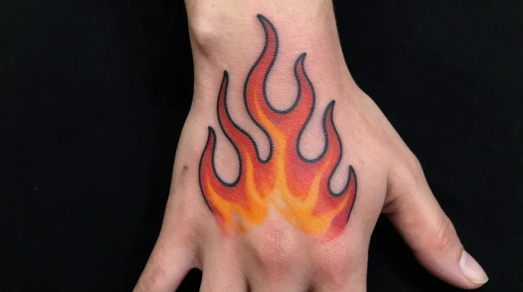 Flame Hand Tattoo