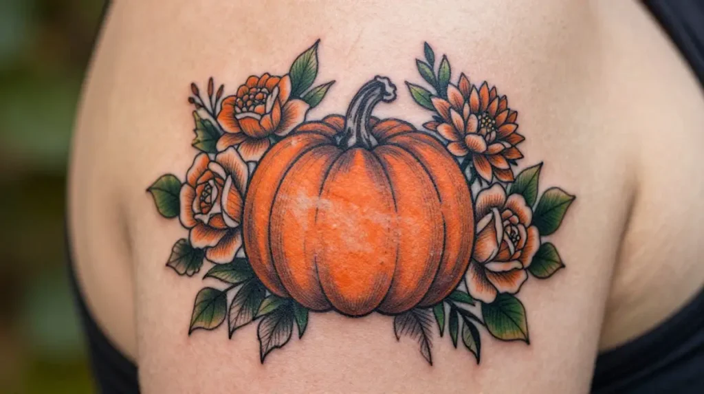 Floral Pumpkin Tattoo