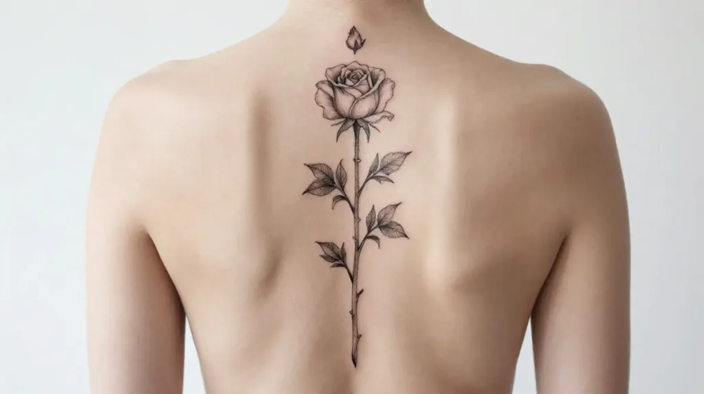 Floral Spine Tattoo for Women