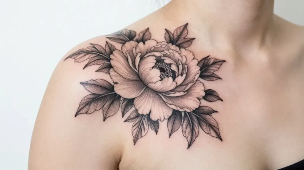 Floral Upper Shoulder Tattoo for Women