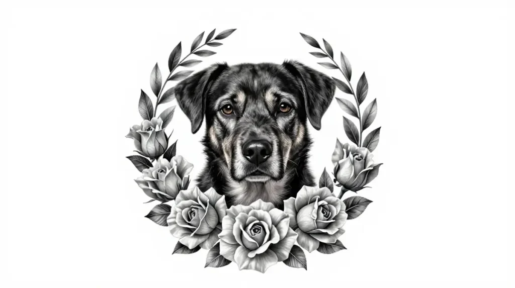 Floral Wreath Portrait Tattoo