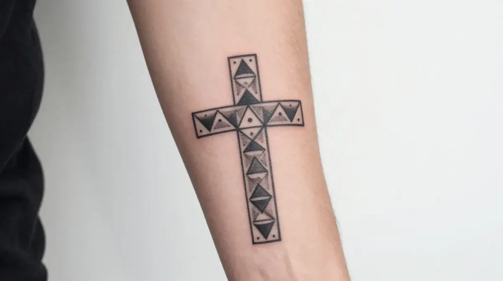 Geometric Cross Tattoo for Men