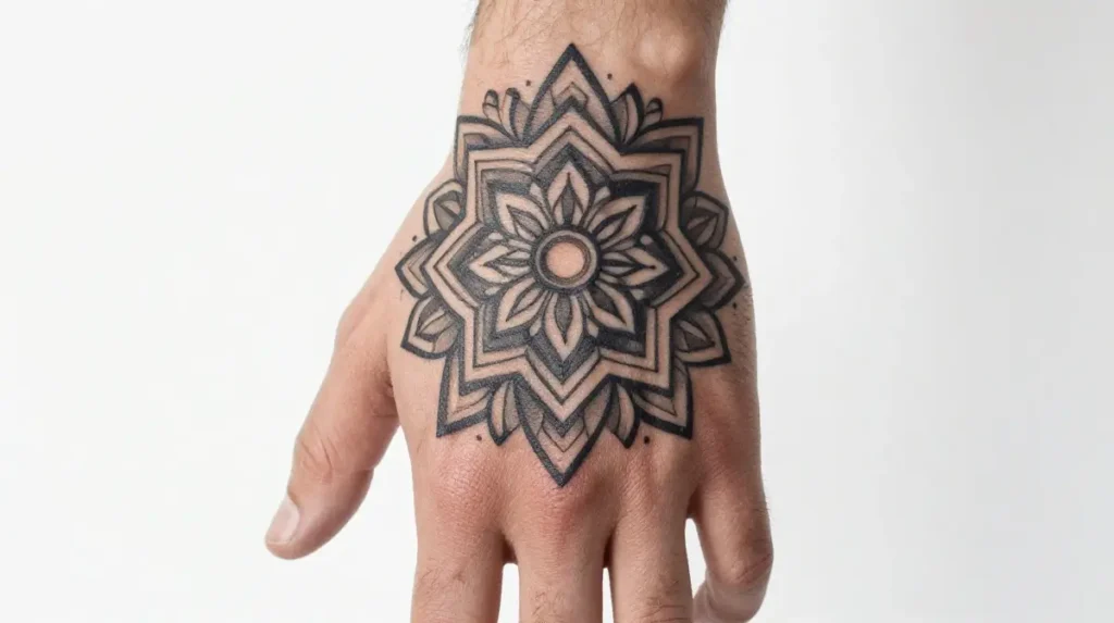Geometric Hand Tattoo for Men
