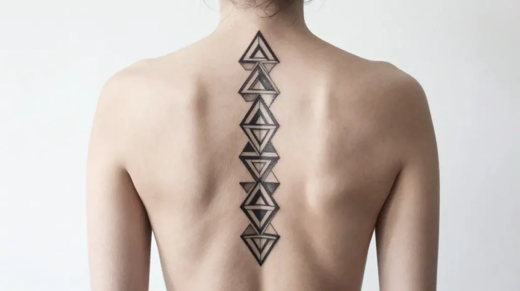 Geometric Spine Tattoo