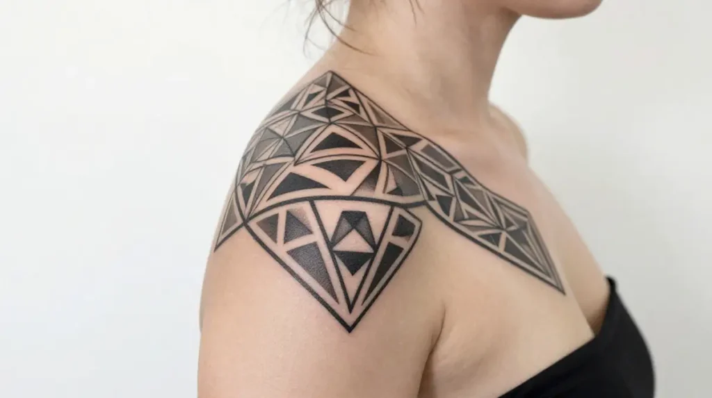 Geometric Upper Shoulder Tattoo for Women