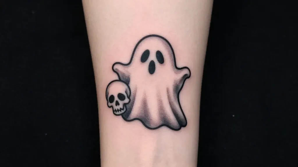 Ghost Tattoo with Skull