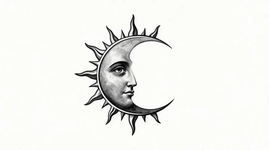 Half Sun Half Moon Tattoo
