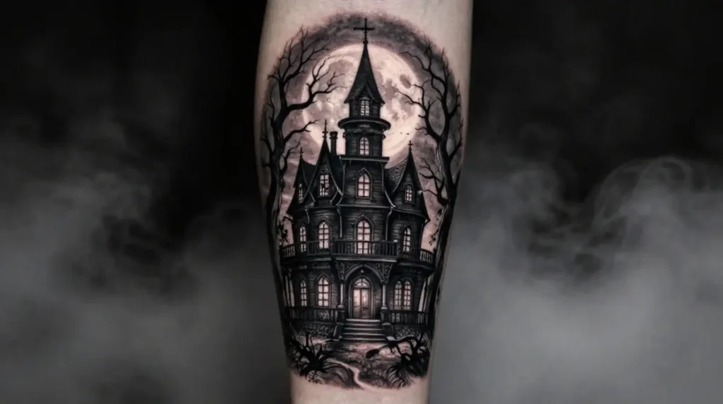 Haunted House Tattoo