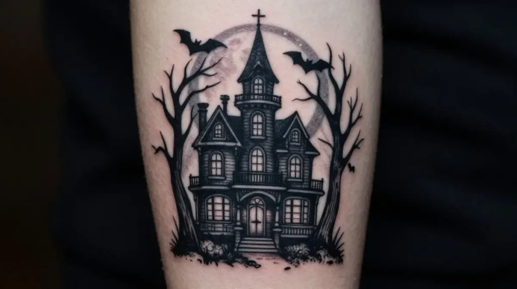 Haunted House Tattoo