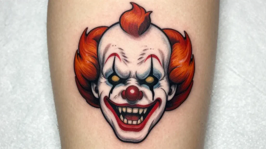 Horror Clown Face Tattoo