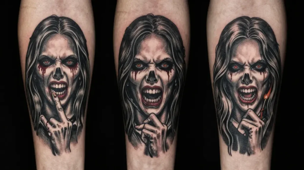 Horror Movie Sleeve Tattoo