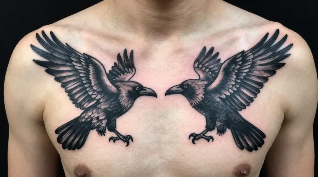 Huginn and Muninn Ravens Tattoo