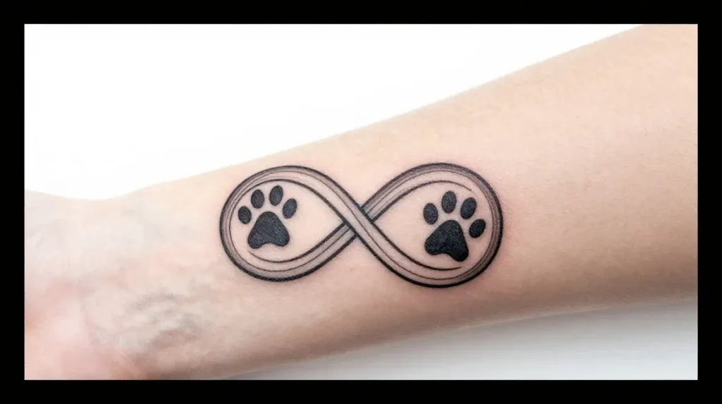 Infinity Symbol with Paw Prints Tattoo