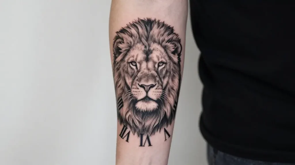 Leo Tattoo with Roman Numerals