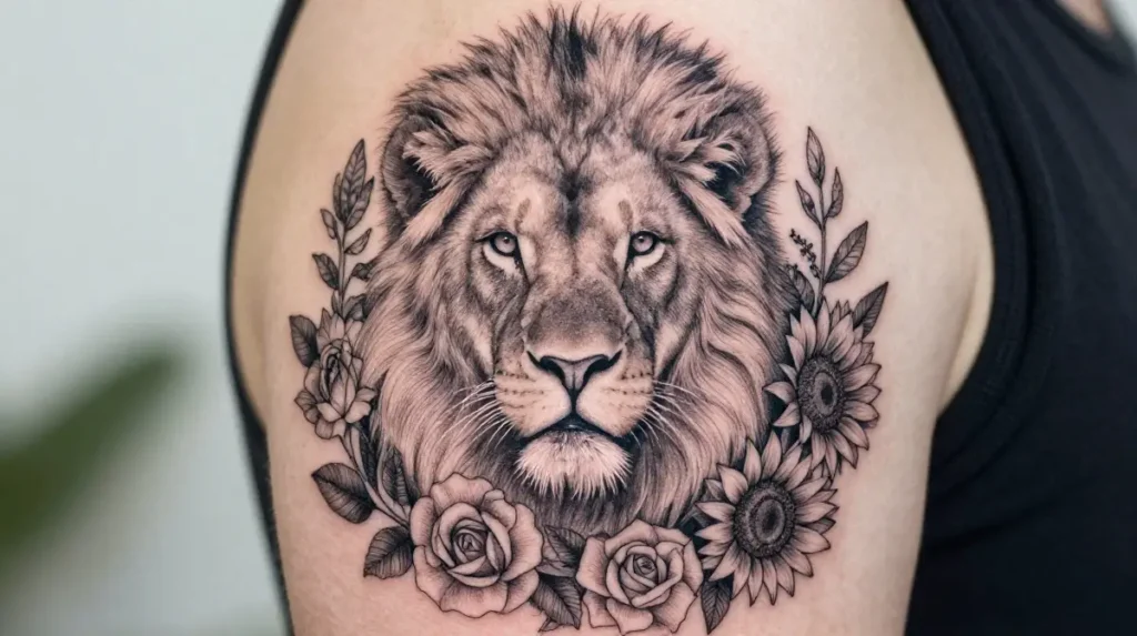Leo with Flowers