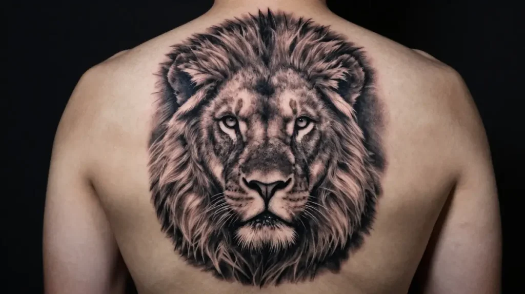 Lion Back Tattoo for Guys
