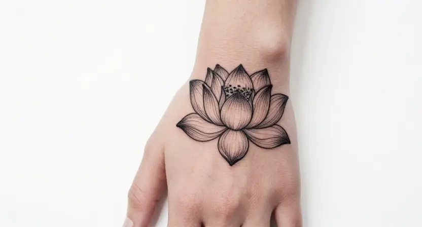 Lotus Hand Tattoo for Women