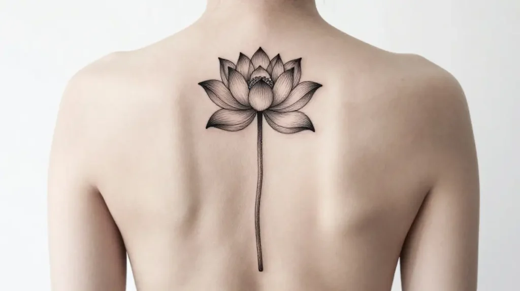 Lotus Spine Tattoo for Women