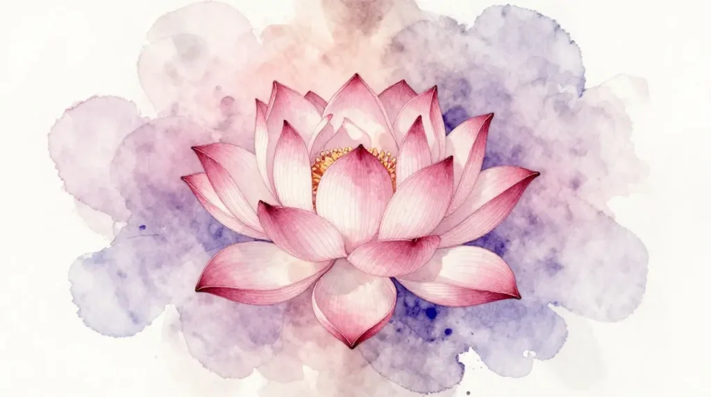 Lotus and Watercolor Wash