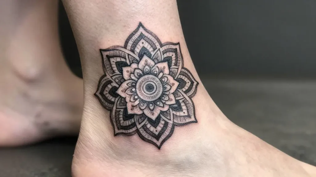 Mandala Ankle Tattoo