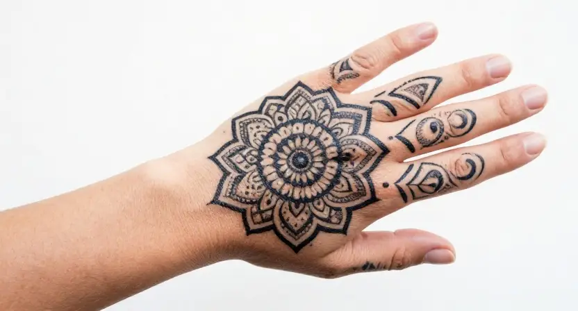 Mandala Hand Tattoo for Women