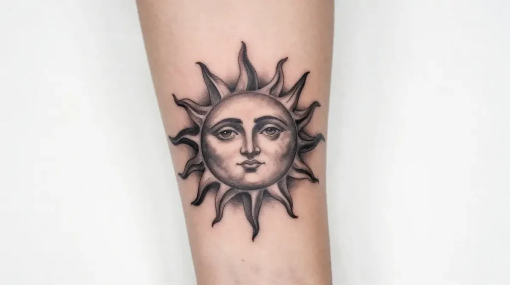 Mandala Sun and Moon Tattoo