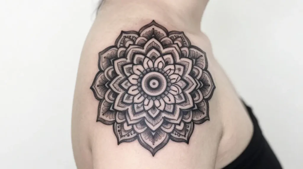 Mandala Upper Shoulder Tattoo