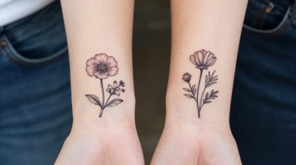 Matching Flower Tattoos
