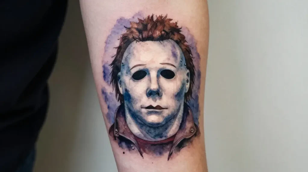 Michael Myers Watercolor Tattoo