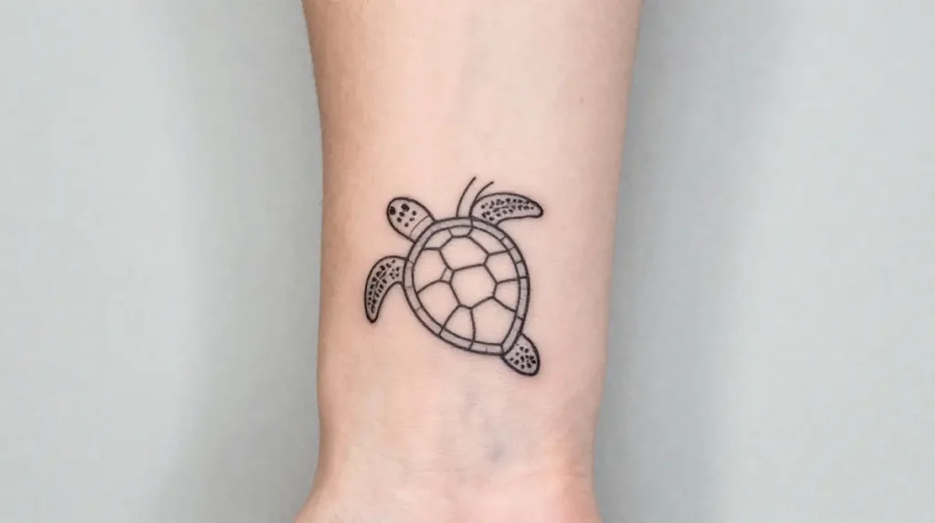 Minimalist Sea Turtle Tattoo