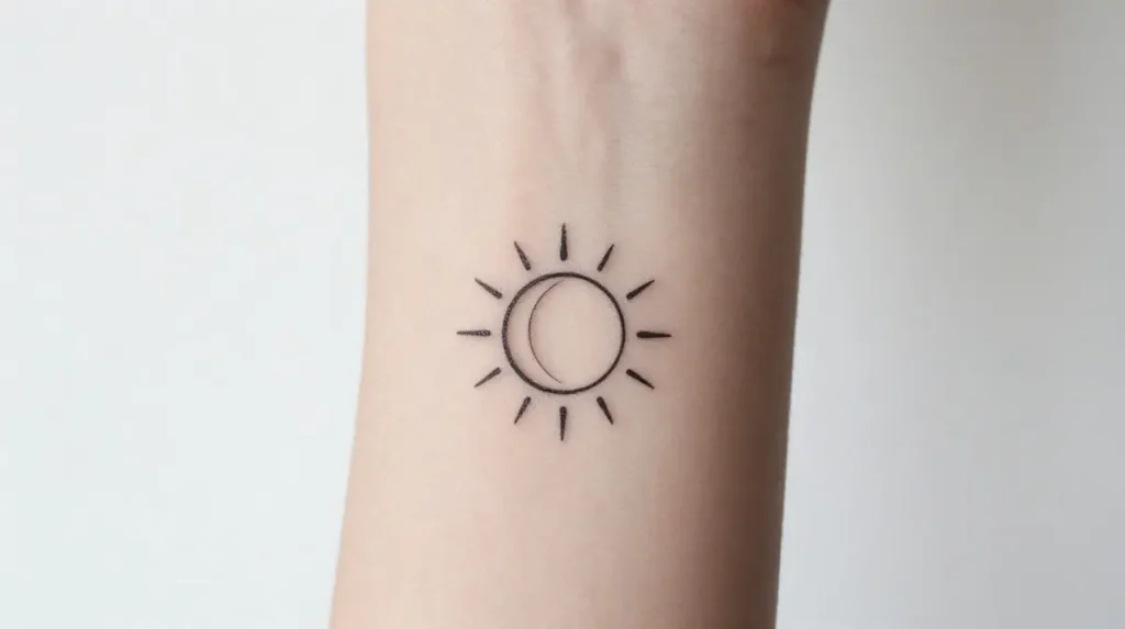 Minimalist Sun and Moon Tattoo