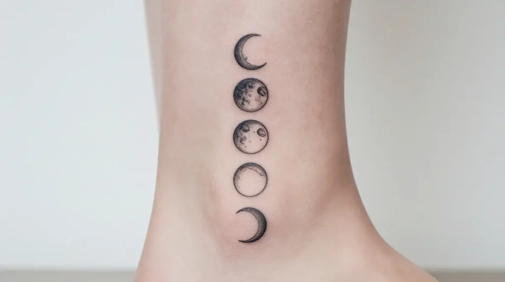Moon Phases Ankle Tattoo