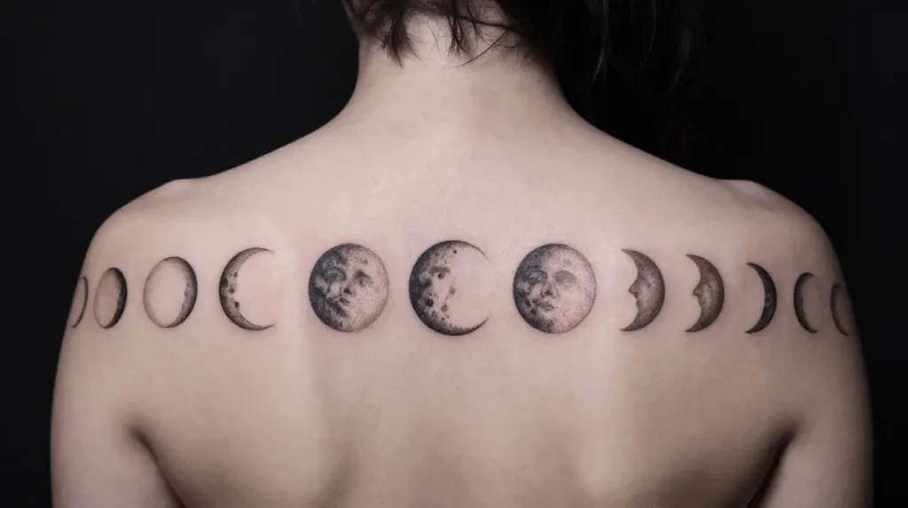 Moon Phases Upper Shoulder Tattoo