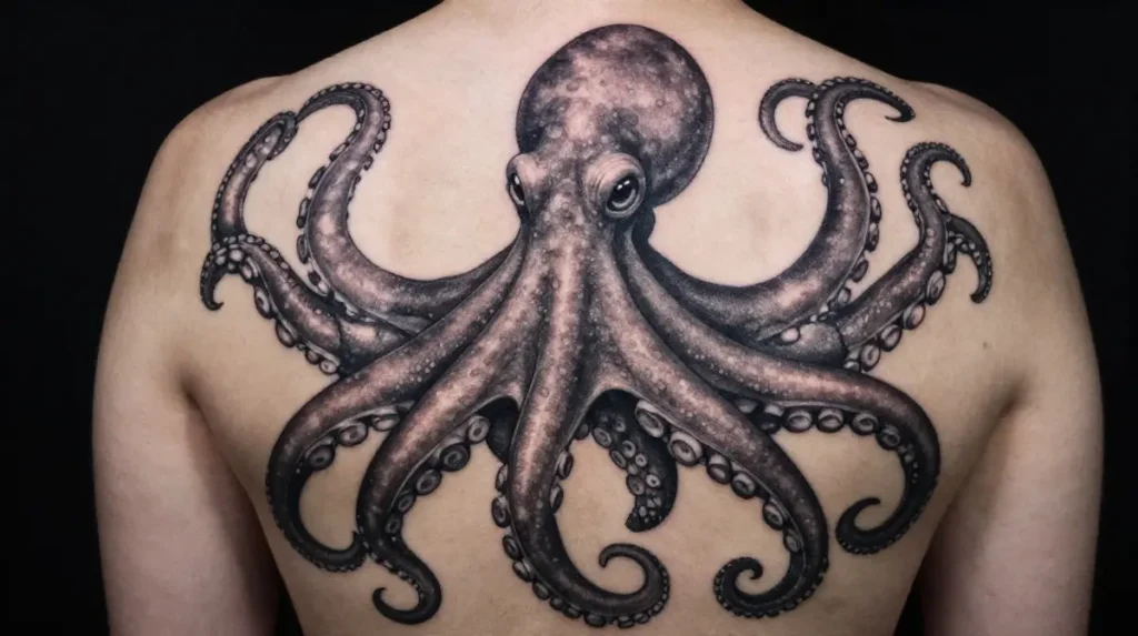 Octopus Back Tattoo