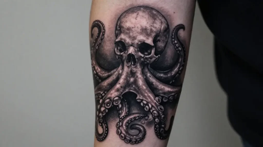 Octopus Tattoo with Skull
