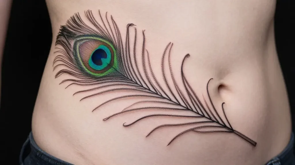 Peacock Feather Side Piece