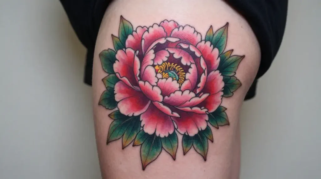 Peony Tattoo with Color Variation