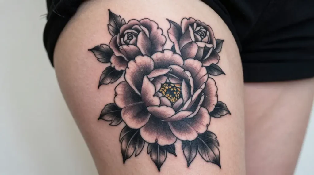 Peony and Rose Tattoo